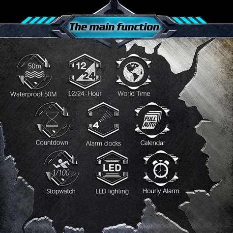 NORTH EDGE CYBER TANK 50M Waterproof Stopwatch Timing Calendar ...