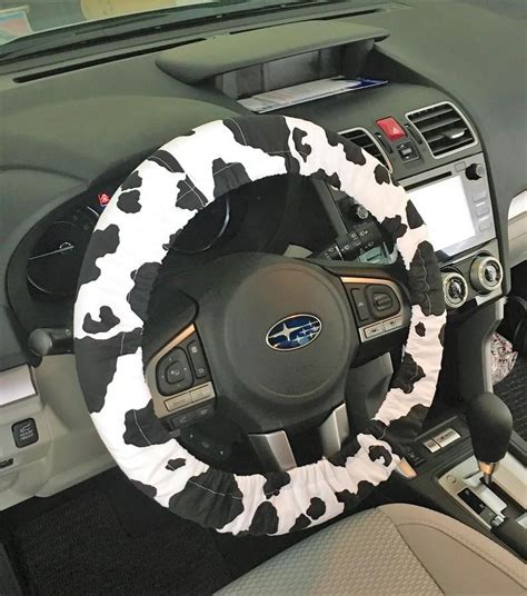 Cow Black And White Print Steering Wheel Cover Cute Car Etsy Car