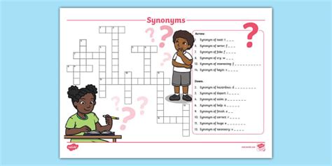 Synonyms Crossword L Enseignant A Fait Twinkl