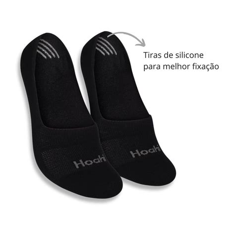 Kit c 3 Meia Sapatilha Invisível Preta Silicone Hoahi Galé Lingerie Calcinhas sutiãs