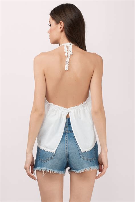 Cute White Tank Top High Neckline Top White Top White Tank