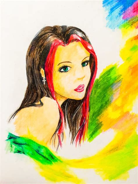 Portret Van Een Brunette Met Een Rode Bundel Van Haar Naakt Meisjes Mooi Portret