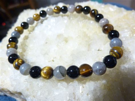 Bracelet Oeil De Tigre Labradorite Tourmaline Noire