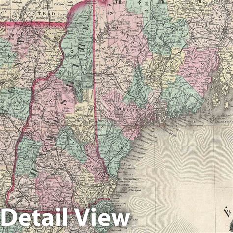 Historic Map : New England: Maine, Vermont, New Hampshire, Massachuset