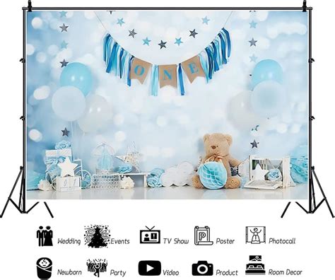 Buy Leowefowa 2 5x1 8m Bear Birthday Backdrop Cake Smash 1st Birthday