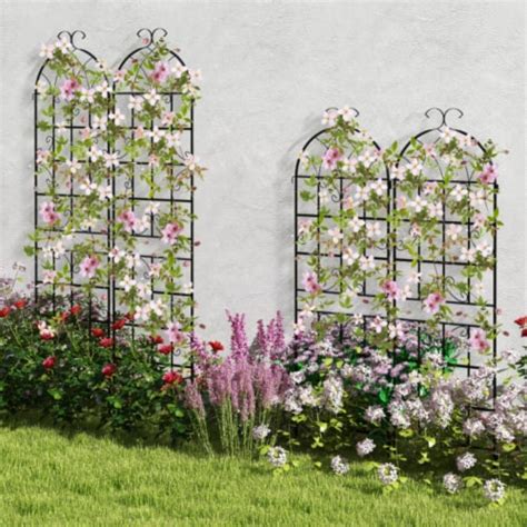 Hivvago X Inch Metal Garden Trellis For Climbing Plants Set Of