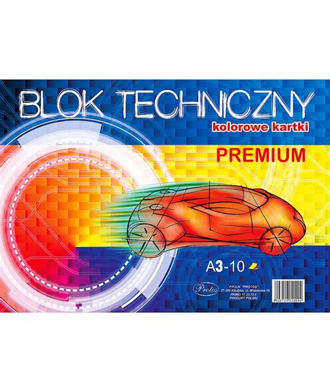 Blok Techniczny Z Kolorowymi Kartkami 10 Arkuszy 160g PROTOS PREMIUM