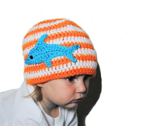 Dolphin Beanie Crochet Dolphin Applique Nautical Baby by ToryMakes