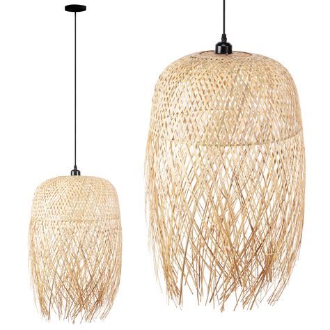 Lampa Wisz Ca Sufitowa Boho Naturalna Br Z Trawa Bambusowa Osw