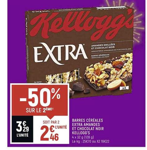 Offre Barres C R Ales Extra Amandes Et Chocolat Noir Kellogg S Chez