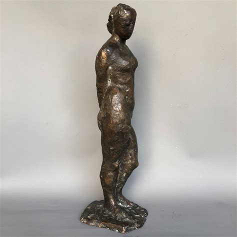 Proantic Th Century Bronze Sculpture Naked Woman Wears A Monogr