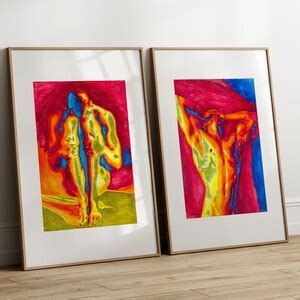 Set Of Gay Art Prints Full Nude Watercolor Art Print Gay Art Print Homoerotic Art Print