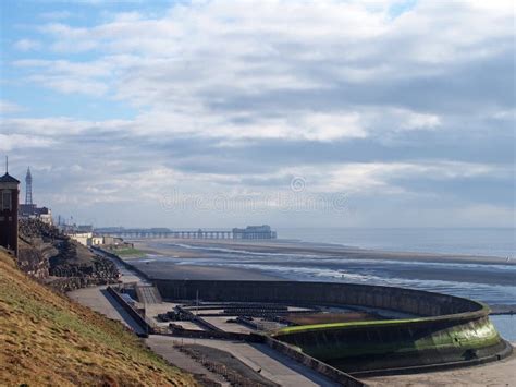 The Seawall South Of Blackpool Constructed Of Concrete Honeycomb Type