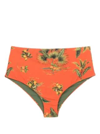 Lygia Nanny Violeta Botanical Print Bikini Bottoms Orange Farfetch Uk