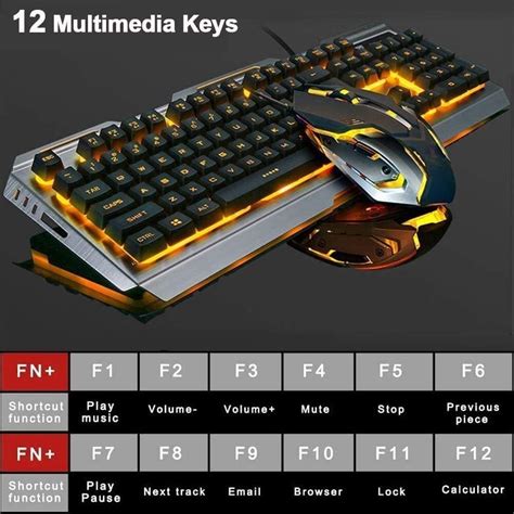Keyboard Gaming Keyboard Mouse Set,USB Wired Keyboard and 7 Colors ...