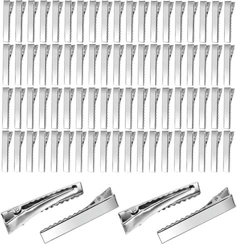 80 Pack Alligator Hair Clips 4 5cm Single Claw Short Duck Bill Silver Metal Hair Clips Diy