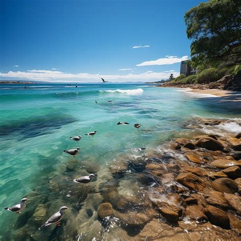 Premium Ai Image Blue Seawater And Golden Beaches