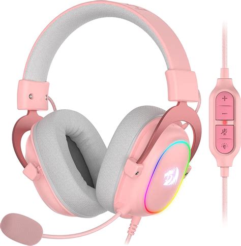 Audifono Gaming Zeus X Mm Rosa Con Microfono Rgb H X Redragon