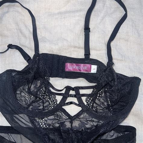 Adore Me Lingerie Black Lace Mesh Top Never Worn Depop