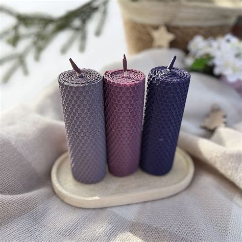 Набор свеч из натурального пчелиного воска сиреневый. Купить восковые ...