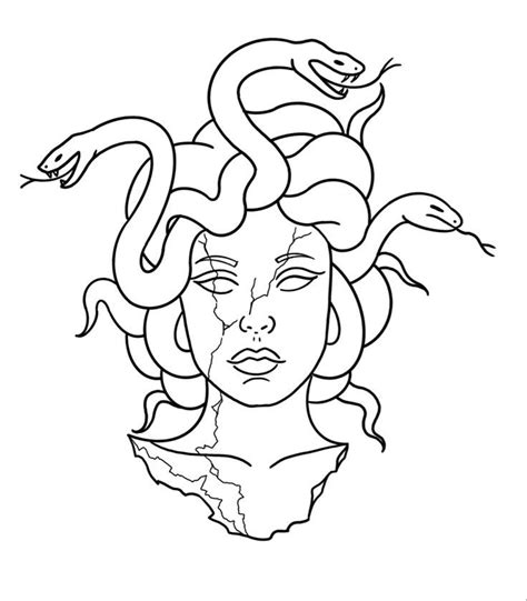 Medusa Statue Tattoo Stencil