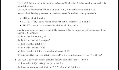 Solved Let Ar Be A Non Empty Bounded Subset Of R That Chegg