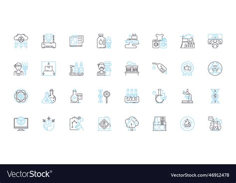 Chemical Manufacturing Linear Icons Set Synthesis Vector Image