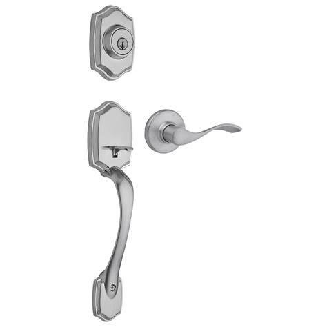 weiser elements brentwood  belmont satin chrome exterior door handle