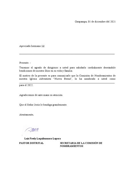 Carta Nombramientos Pdf