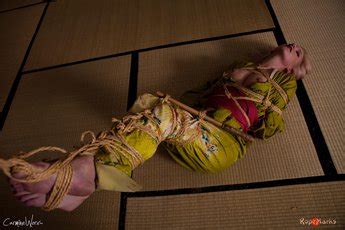 Hot Chick Wearing Green Kimono In Bondage Session Photos