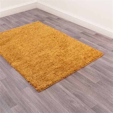 Retro Shaggy Plain Ochre Rug Runrug