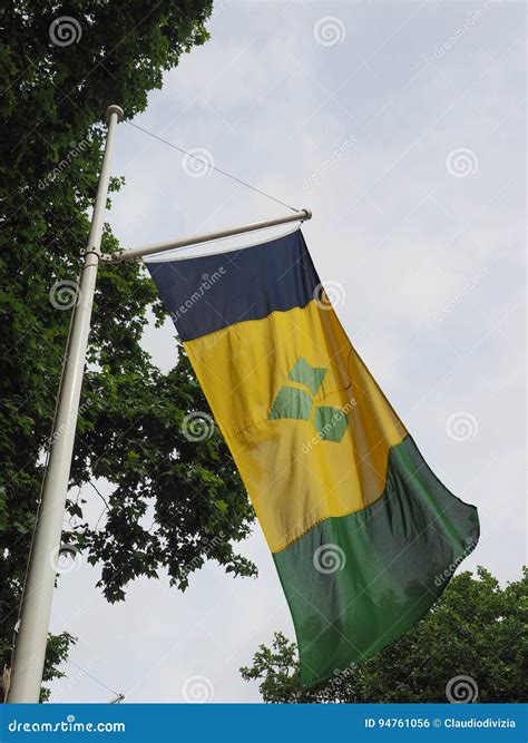 Vincentian Flag of St Vincent and the Grenadines Stock Photo - Image of