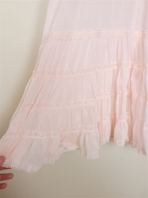 Vintage S Pink Lace Chemise Slip Dress Night Gown Lingerie Etsy