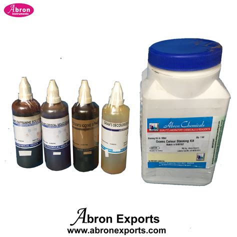 Lab Grams Staining Kit Solutions 4 x100ml Grams Iodine Grams