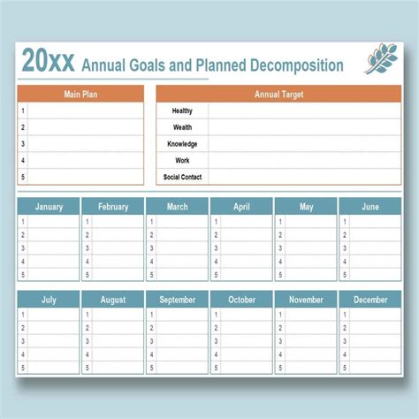 Goals Excel Template