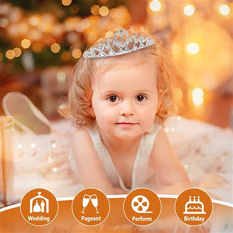 8 Pcs Crystal Tiara Crown Akamino Girls Princess Crystal Headband For