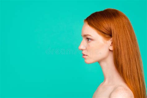 Profile Side Close Up Portrait Of Nice Cute Nude Sweet Tender Lo Stock Photo Image Of Head