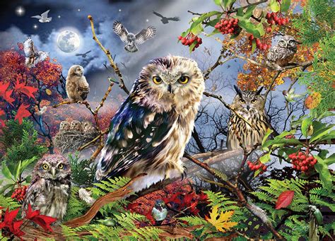 JUMBO Jigsaw Puzzle - Owls in the Moonlight 1000 Piece Jigsaw Puzzle