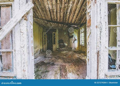 Interior of an Old Abandoned Dilapidated Wooden House Stock Photo ...