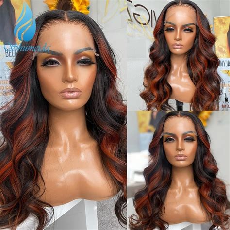 Shumeida Highlight Orange Color Lace Front Wigs Pre Plucked