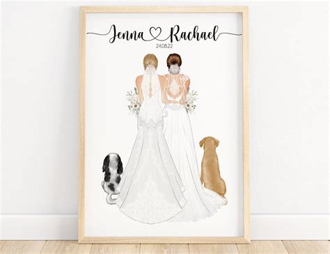 Mrs And Mrs Wedding Gift Personalised Wedding Print Same Sex Etsy UK