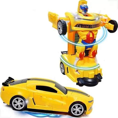 Brinquedo Transformers Bumblebee Carro Vira Rob Som E Luz Amarelo