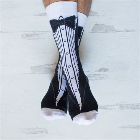 Funky Tuxedo Socks Man Groomsmen Socks Groom Ts Under 20 Etsy