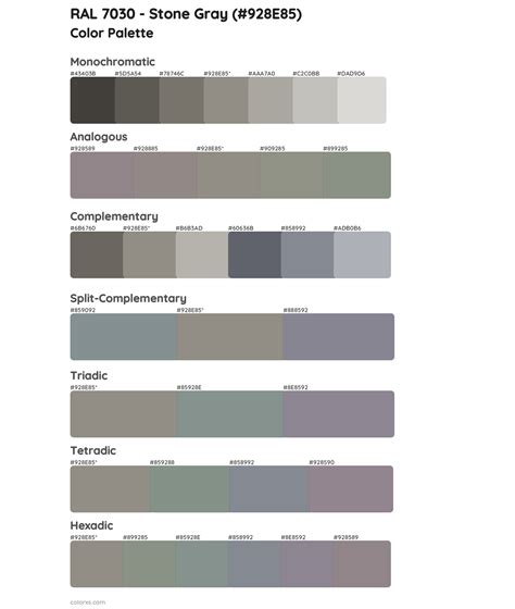 Ral 7030 Stone Gray Color Palettes