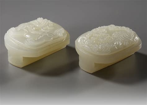 Two Chinese White Jade Belt Buckles Late Th Century