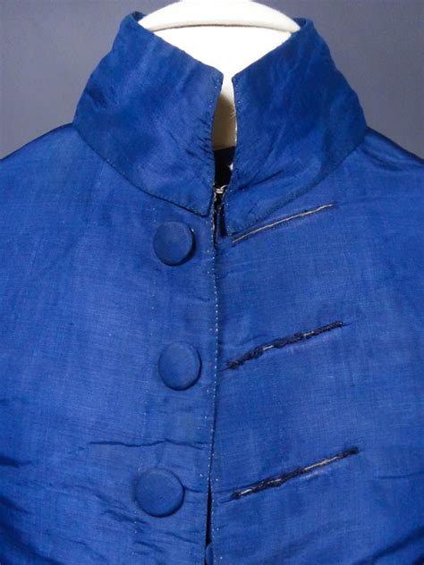 Detail Coat And Waistcoat France 17801790 Blue Silk Faille Fabric