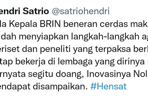 Minim Inovasi Biarkan Ilmuwan Eijkman Jadi Korban Hendri Satrio