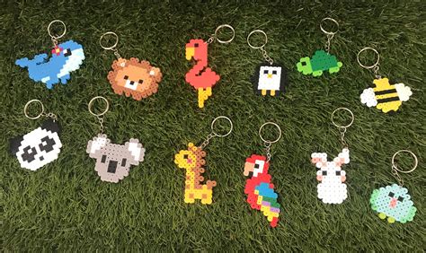 Handmade Animal Perler Pixel Art Keychains | Etsy in 2020 | Hama beads ...
