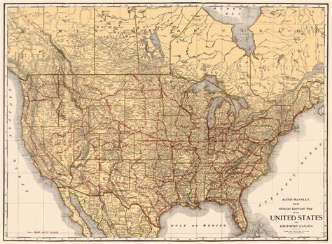 Railroad Map - US Southern Canada Railroads - Rand McNally 1920 – Maps