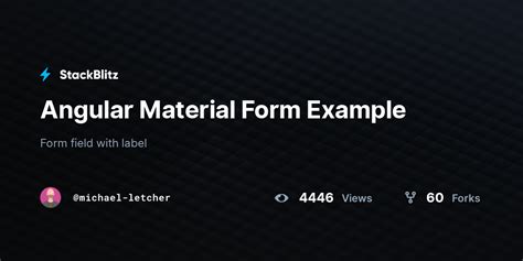 Angular Material Form Example - StackBlitz